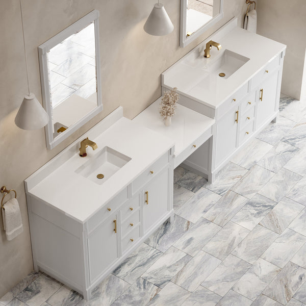 James Martin Bellshire 120" Single Bathroom Vanity, Bright White