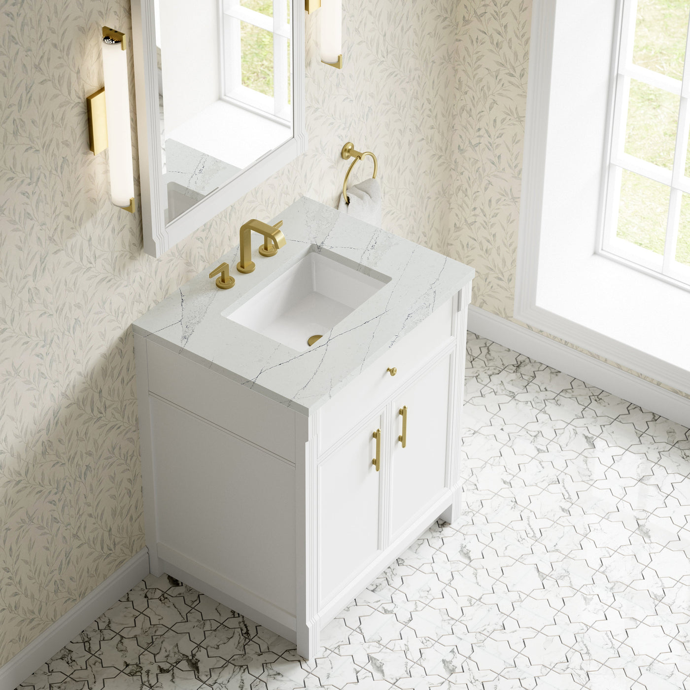 James Martin Bellshire 30" Single Bathroom Vanity, Bright White by James Martin
