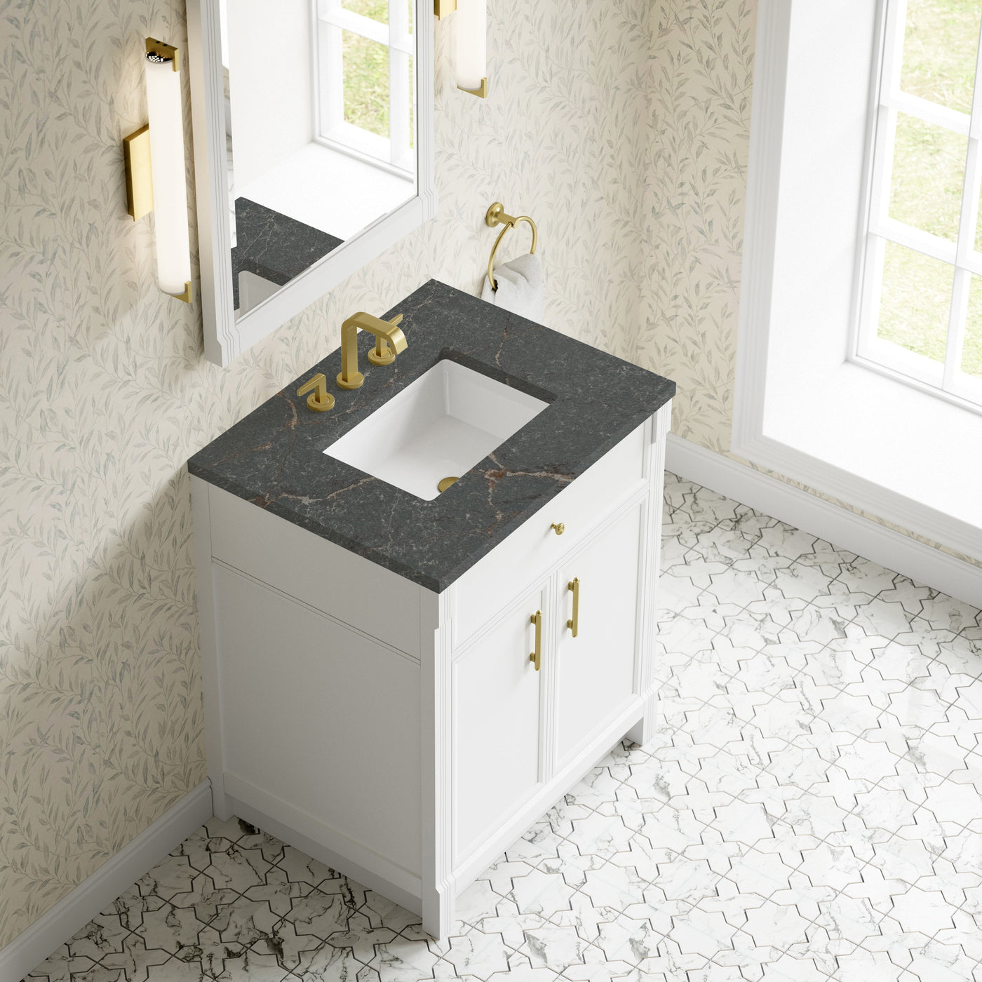 James Martin Bellshire 30" Single Bathroom Vanity, Bright White by James Martin