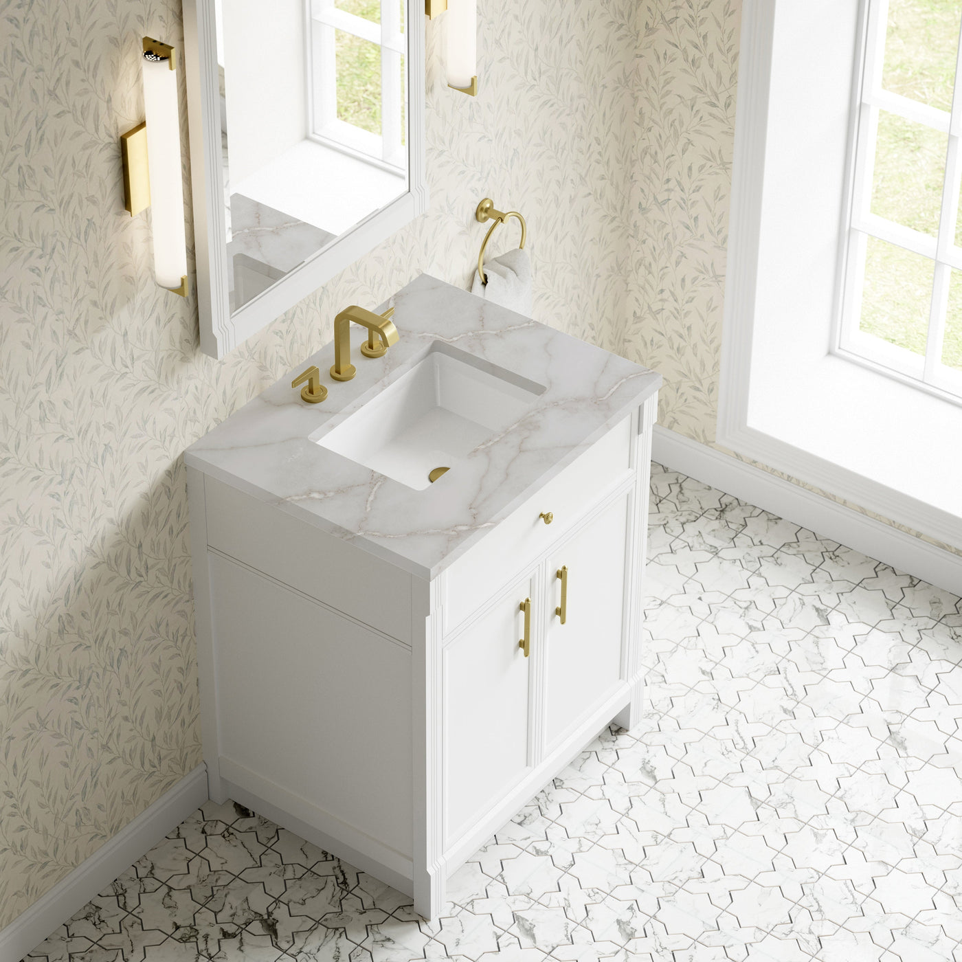 James Martin Bellshire 30" Single Bathroom Vanity, Bright White by James Martin