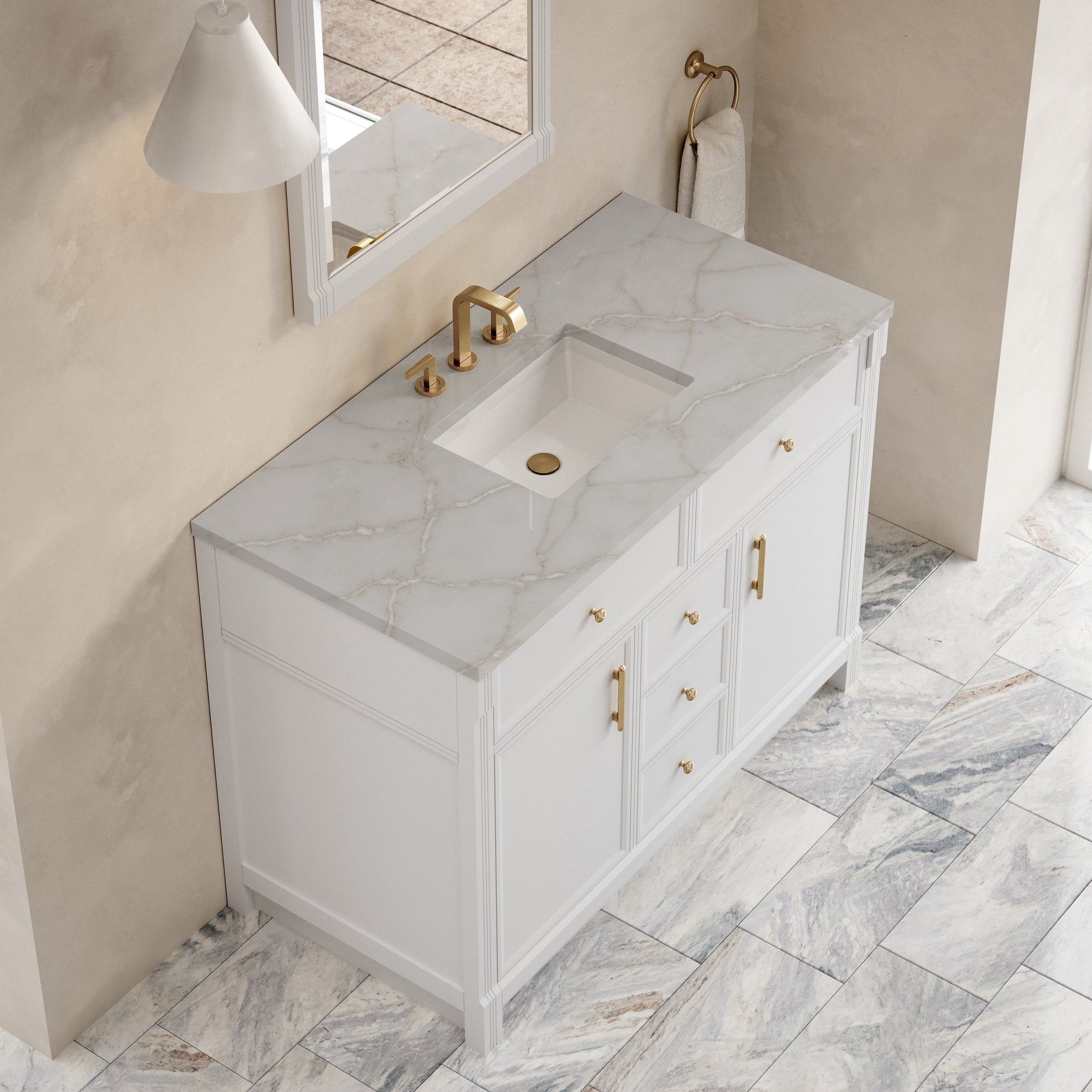 James Martin Bellshire 48" Single Bathroom Vanity, Bright White with Victorian Silver countertop