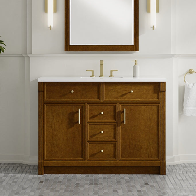 James Martin Bellshire 48" Single Bathroom Vanity, Honey Oak, cabinet without a countertop