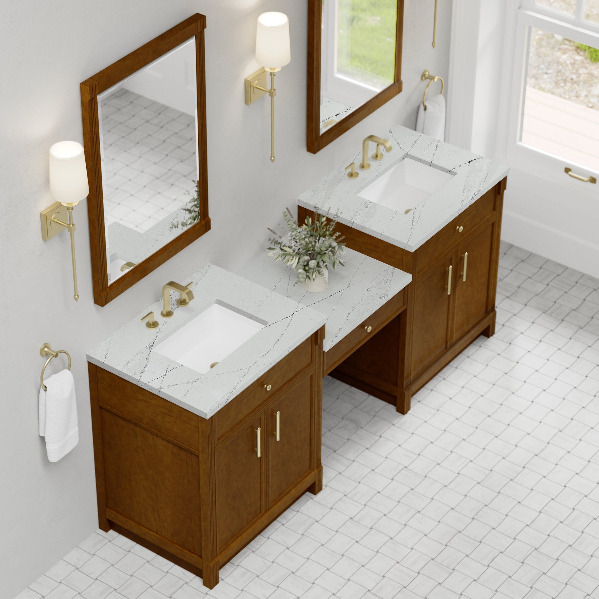 James Martin Bellshire 84" Double Bathroom Vanity, Honey Oak with Ethereal Noctis countertop
