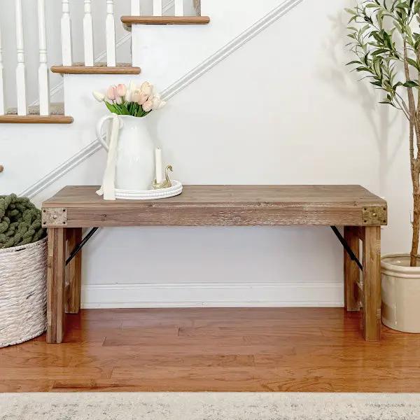 Vintage-Inspired Reclaimed Wood Folding Bench by Decor Steals