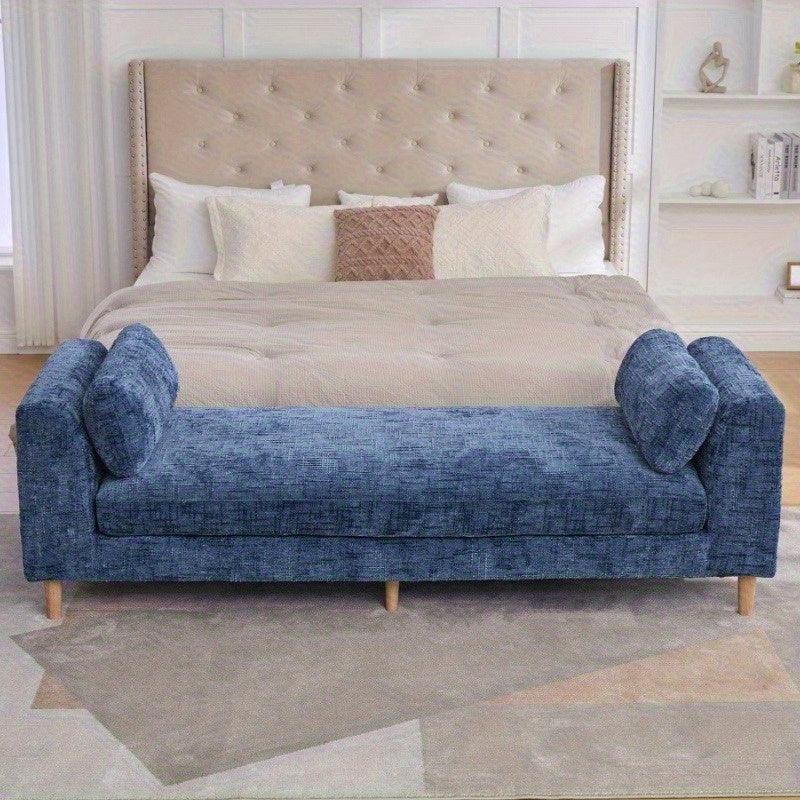 Bench - Chenille Blue 7ft by House Of Avana