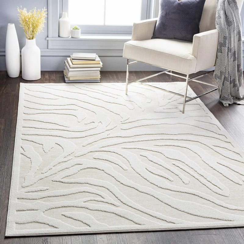 Benzonia 3D White Zebra Outdoor Rug by Boutique Rugs