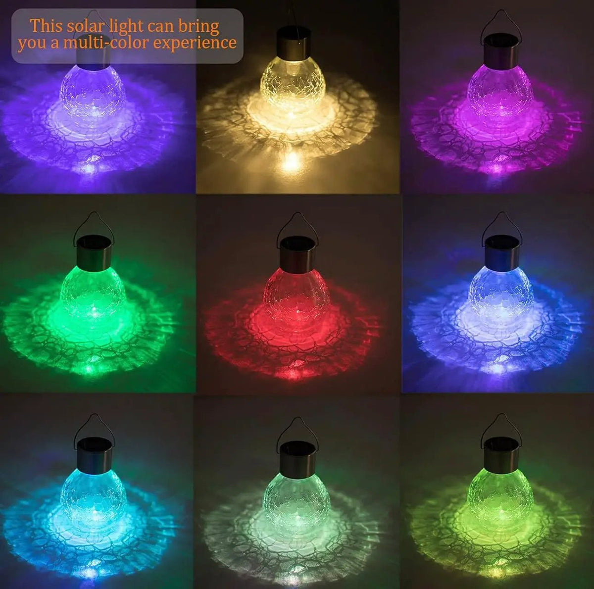 Berkeley Jensen 4 Pack Hanging Solar Lights with Shepherd Hooks, Crackle Glass Ball Design by Outdoor Solar Outlet
