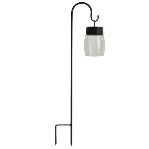 Berkeley Jensen 4 Pack Hanging Solar Lights with Shepherd Hooks, Crackle Glass Ball Design by Outdoor Solar Outlet
