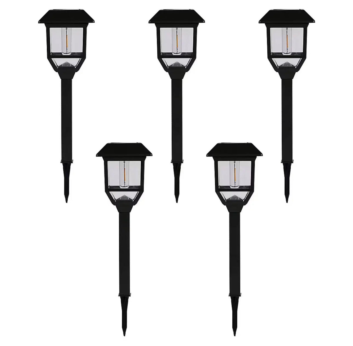 Berkley Jensen 5 Pack Solar LED Pathway Lights 15 Lumen- Graphite Black by Outdoor Solar Outlet