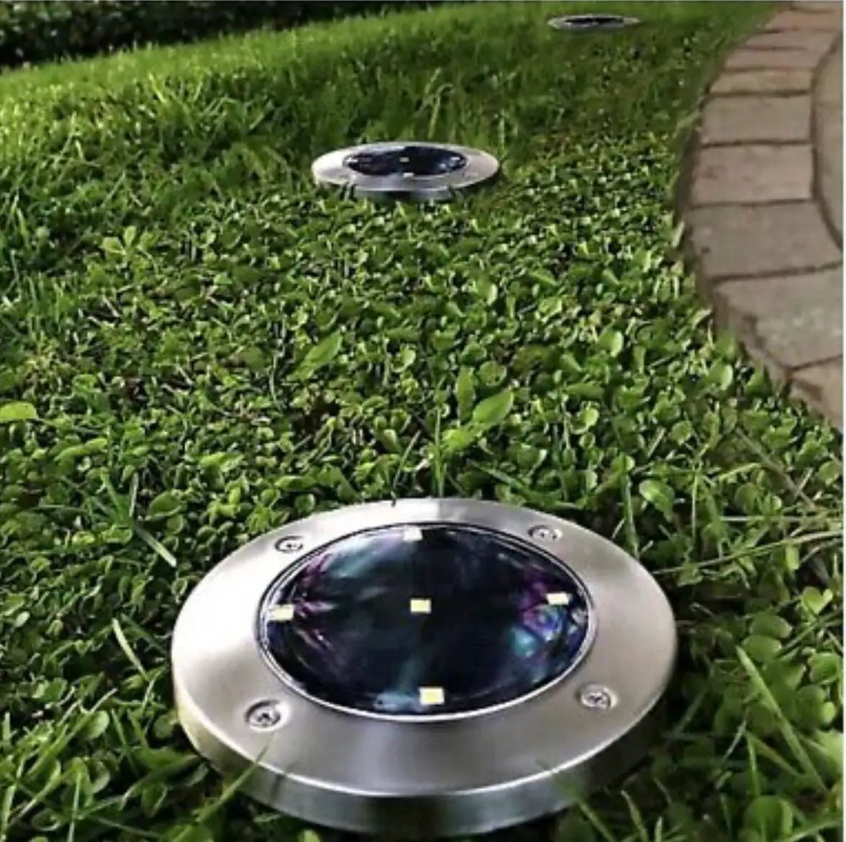 Berkley Jensen 6-Lumen Solar Disk Mark Lights, 6 pk. - Stainless Steel by Outdoor Solar Outlet