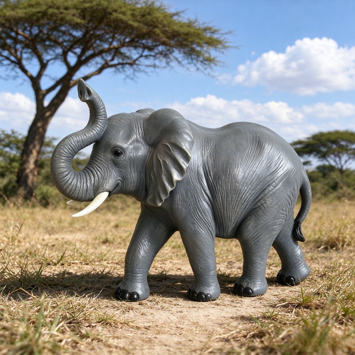 20-Inch Tall Resin Elephant Statue with Raised Trunk, Grey, photo 10 of 10