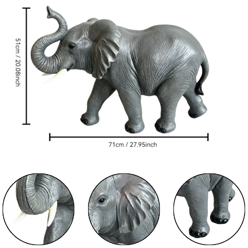20-Inch Tall Resin Elephant Statue with Raised Trunk, Grey, photo 4 of 10
