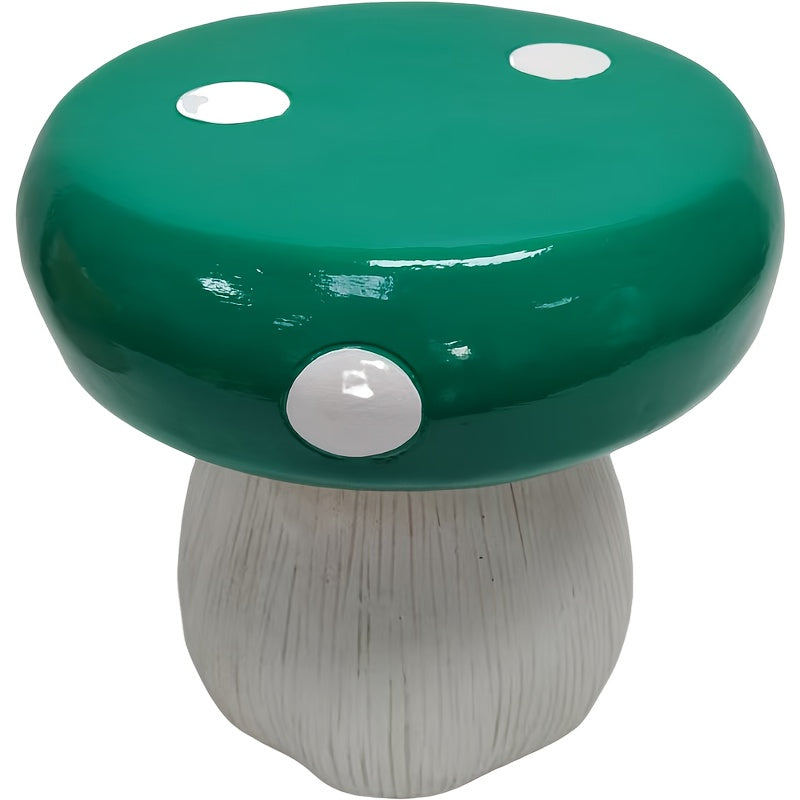 Mushroom Model Statue Stool, 13-Inch, Green Magnesium Oxide