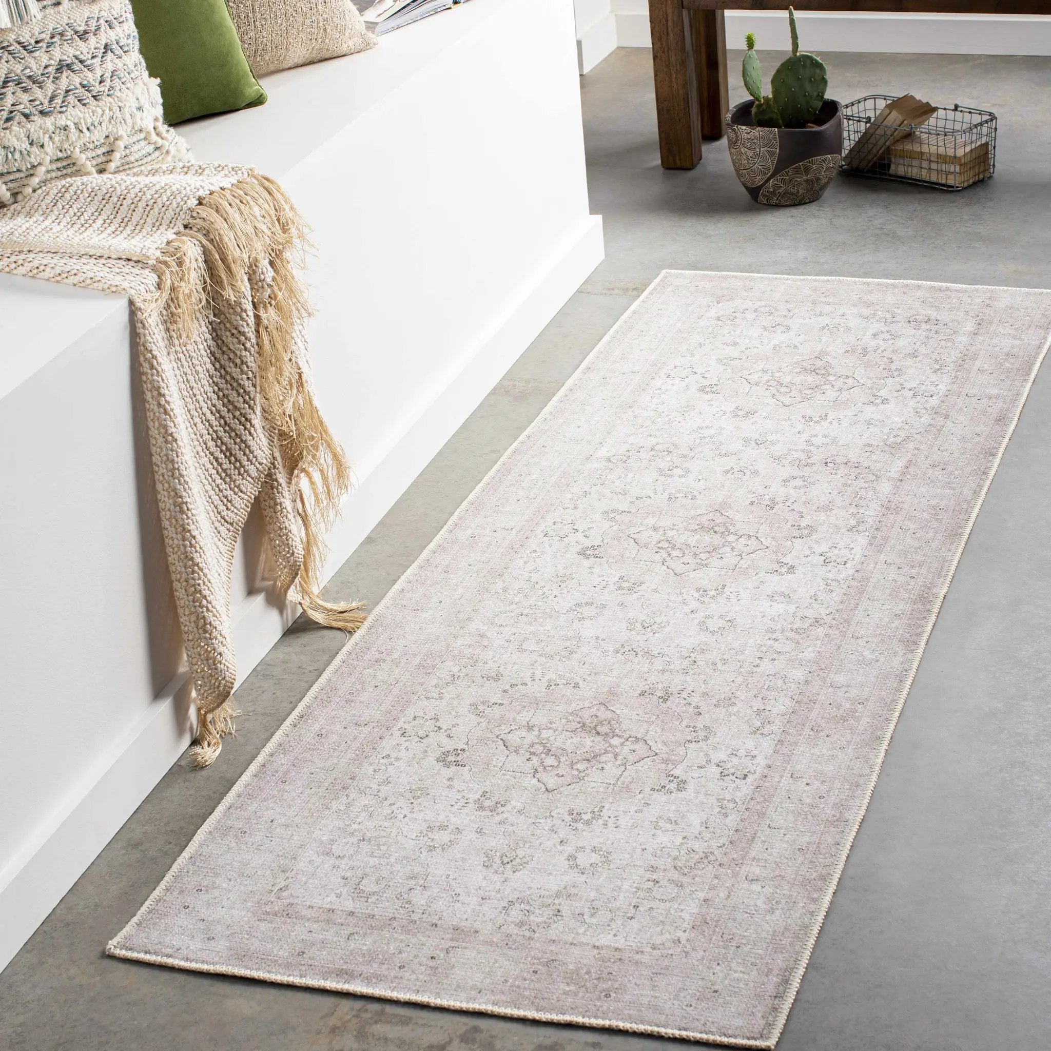 Bethany Vintage Flat Pile Washable Rug by Boutique Rugs