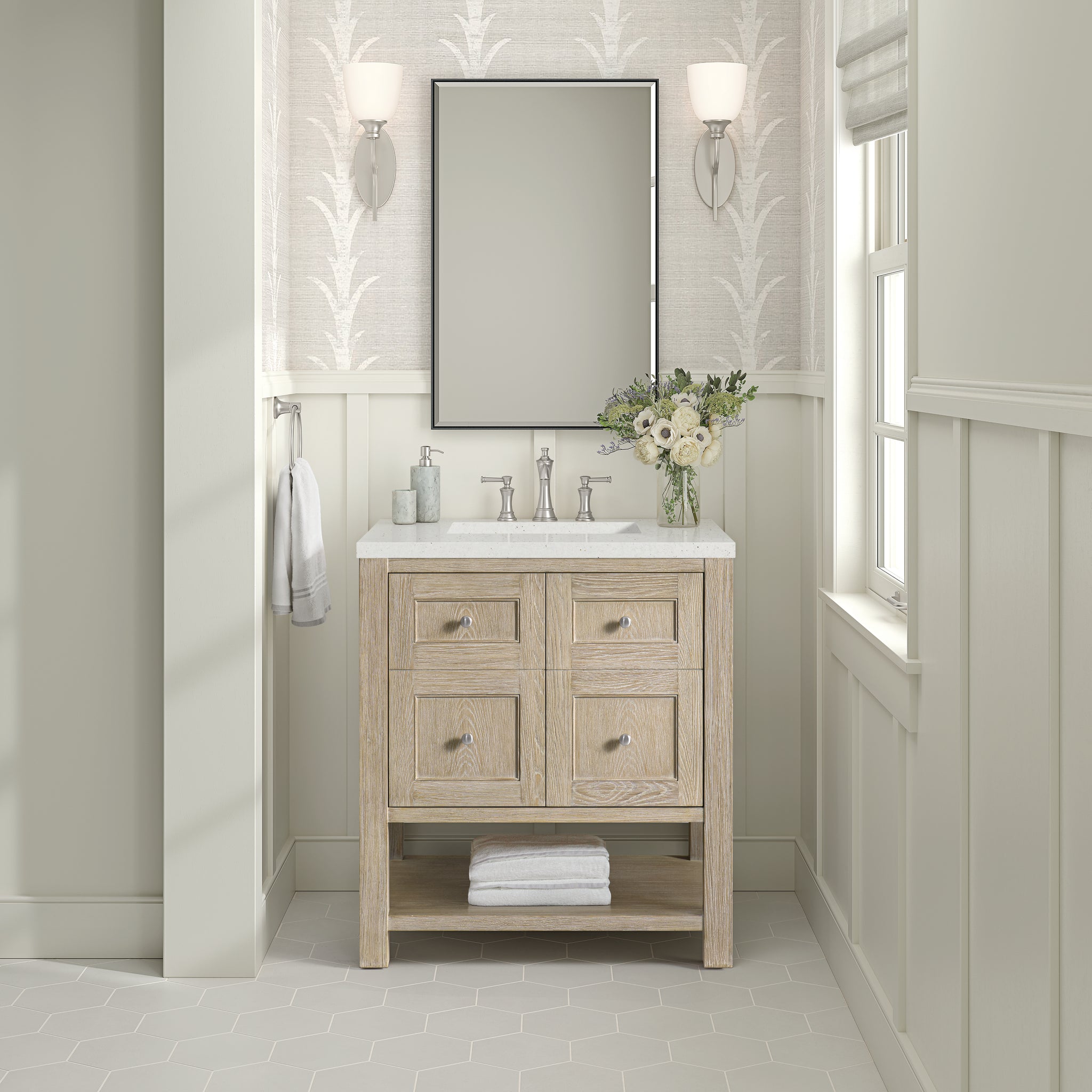 James Martin Breckenridge 30" Single Bathroom Vanity, Whitewashed Oak, view 20