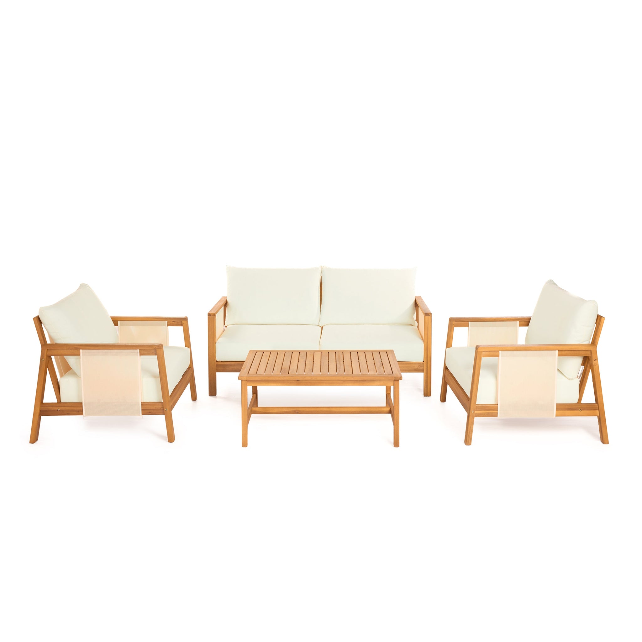 4-Pieces Sofa Set with Cushions Outdoor Loveseat & Coffee Table Set by HouseOfZazla
