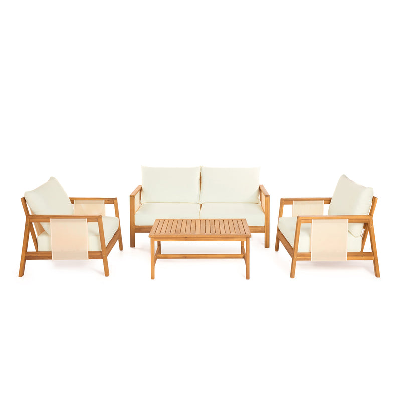 4-Pieces Sofa Set with Cushions Outdoor Loveseat & Coffee Table Set by HouseOfZazla