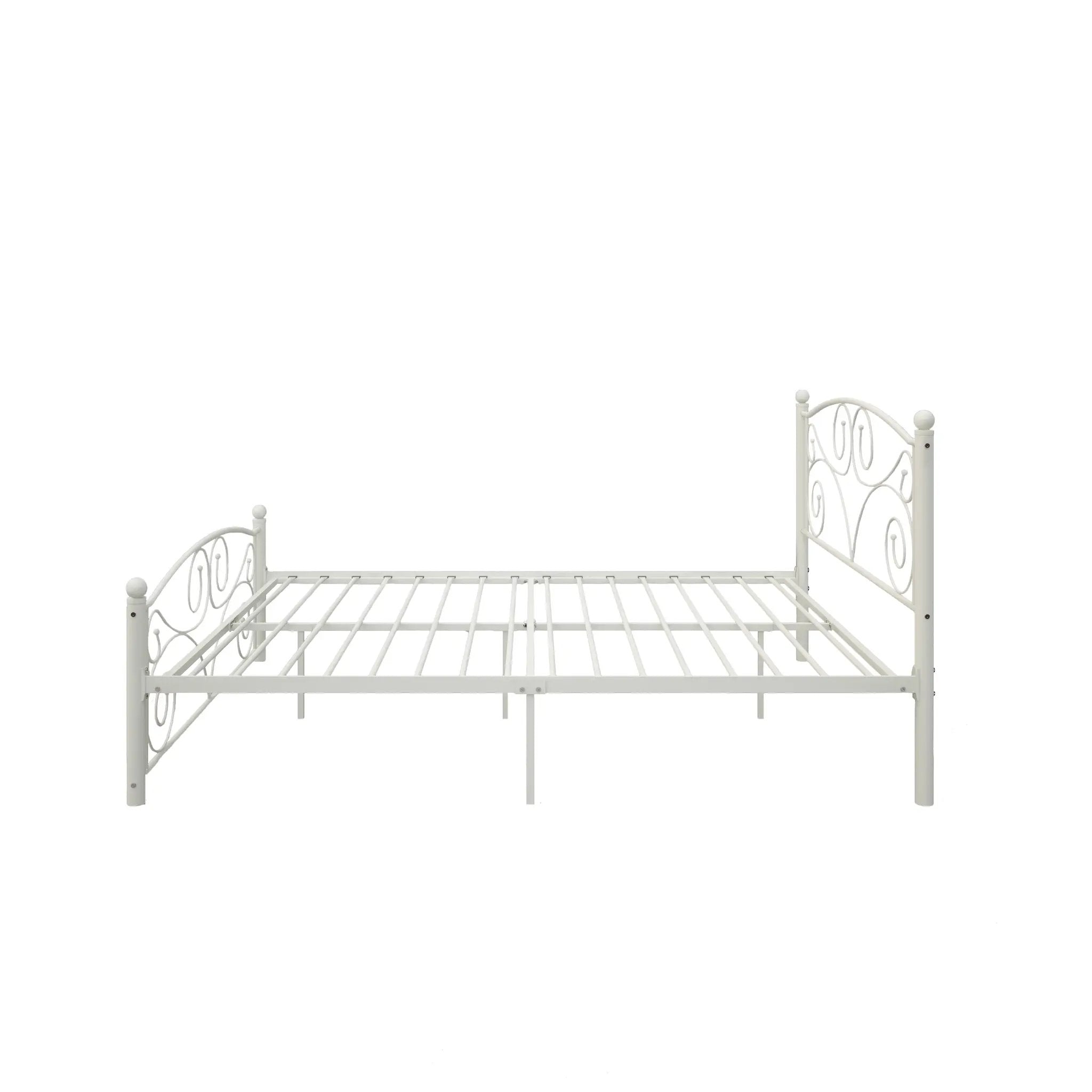 Full Size Unique Flower Sturdy System Metal Bed Frame with Headboard by HouseOfZazla