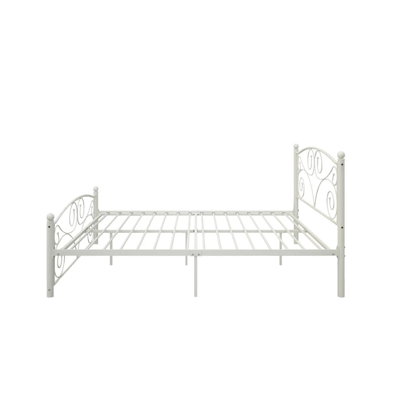 Full Size Unique Flower Sturdy System Metal Bed Frame with Headboard by HouseOfZazla