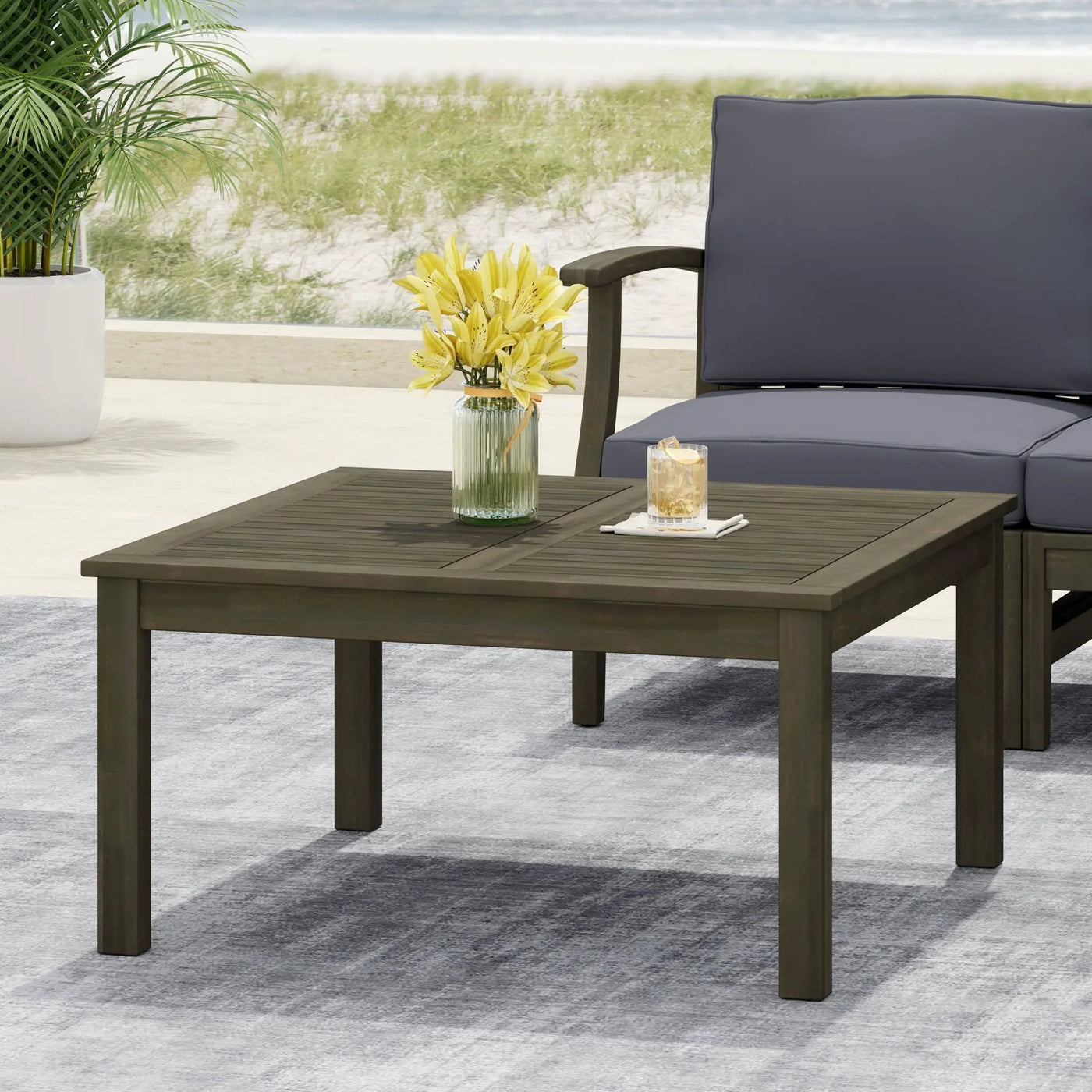 Perla Rustic Square Coffee Table with Block Legs by HouseOfZazla