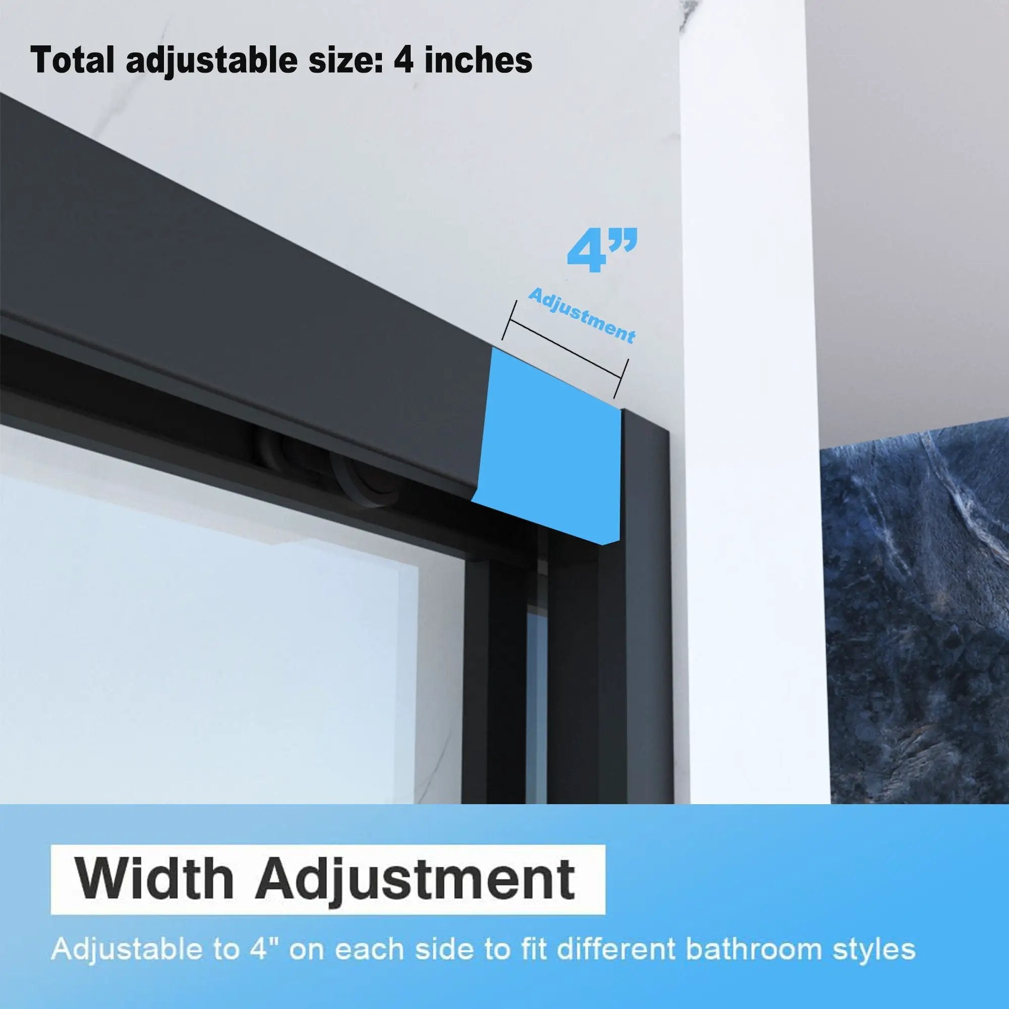 Frame Double Sliding Shower Door, Bypass Bathroom Sliding Door With Premium Clear Tempered Glass, Hardware Sliding Glass Shower Enclosure - Matte Black by HouseOfZazla