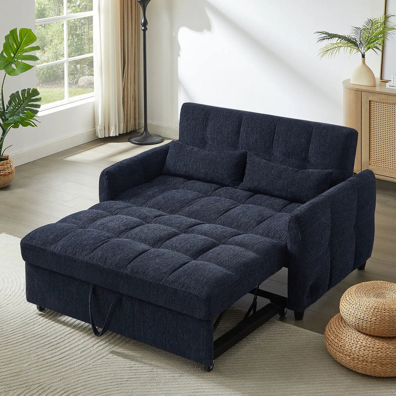 Loveseat Sofa Pull-Out Bed With Adjustable Backrest, 3 USB Ports And 2 Lumbar Pillows For Living Room by Unique Piece Furniture