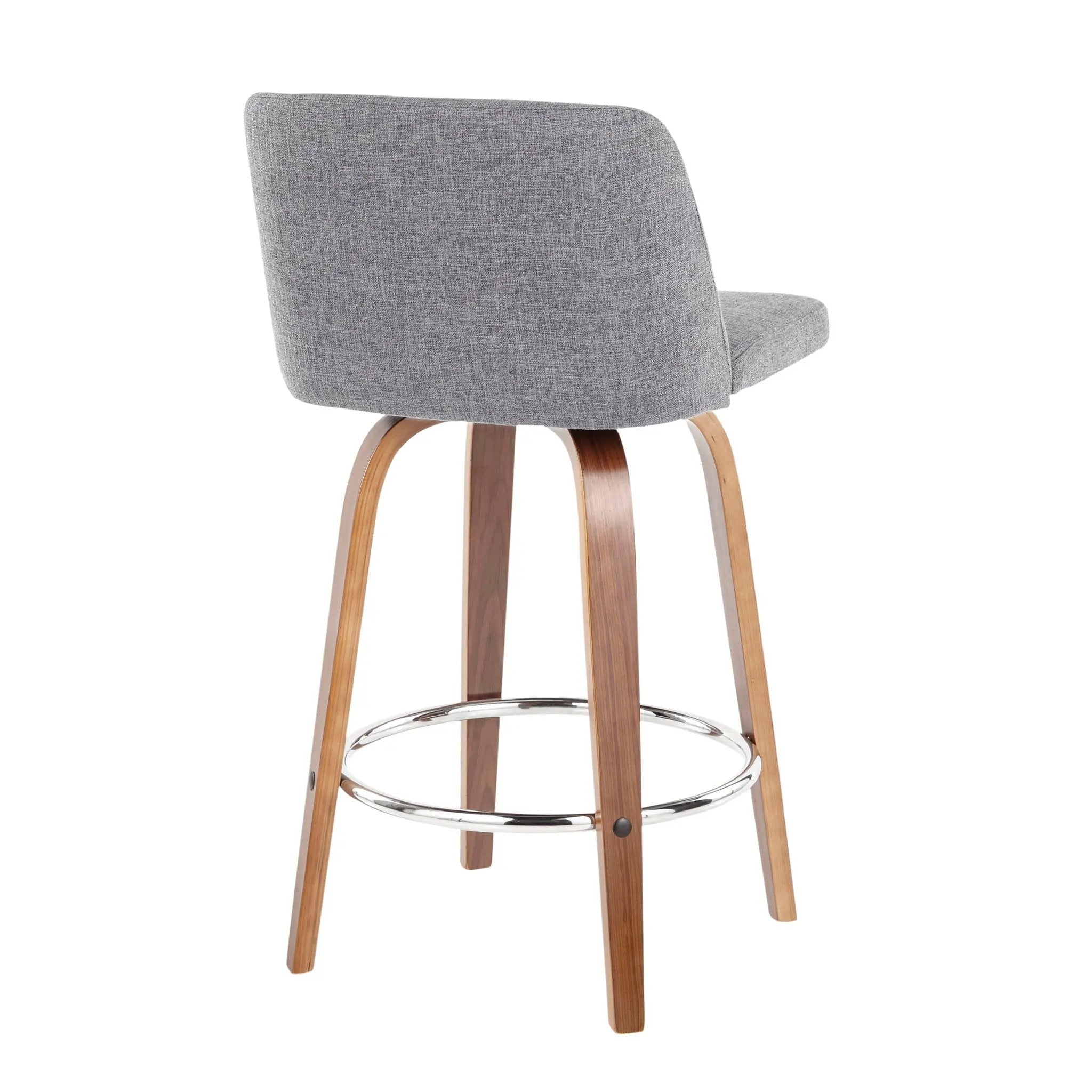 Toriano - Mid-Century Modern Fixed Height Counter Stool With Round Footrest (Set of 2) by HouseOfZazla