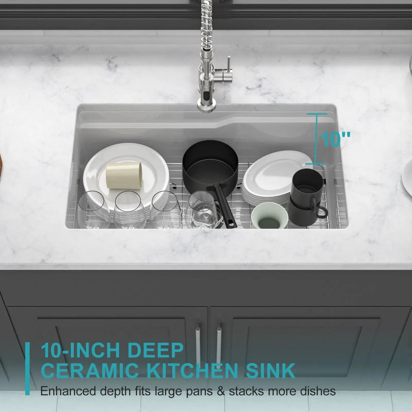 Undermount Workstation Single Bowl Porcelain Ceramic Kitchen Sink by HouseOfZazla