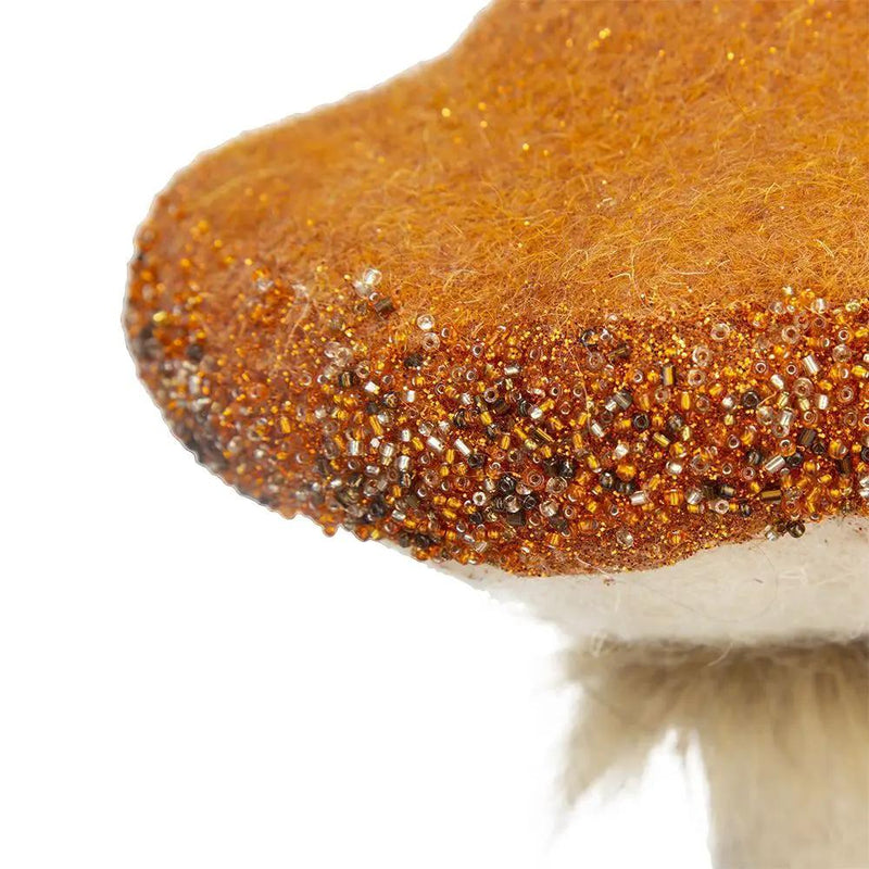 Mushroom Holiday Ornament, For Harvest Festival Fall Festival & Thanksgiving Table Decorations (Set of 2) - Beige / Orange by HouseOfZazla