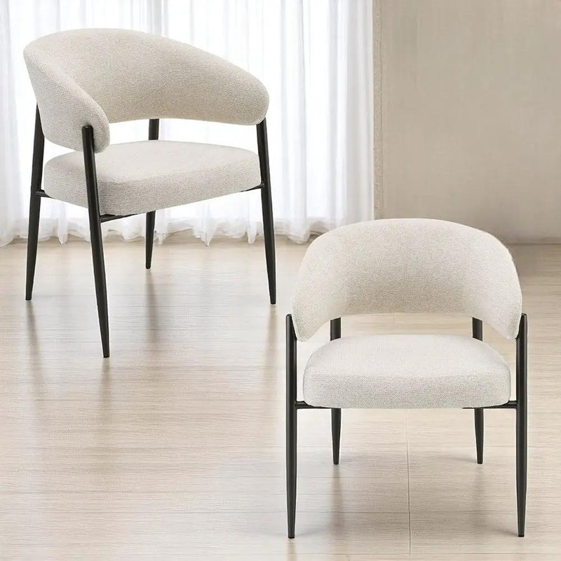 Jirina - Chenille Arm Chair With Metal Legs (Set of 2) - Beige & Black by Unique Piece Furniture
