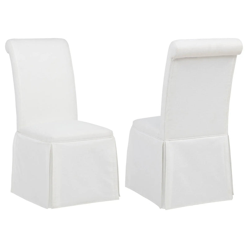 Shawna Upholstered Skirted Side Chair White (Set of 2) by Unique Piece Furniture