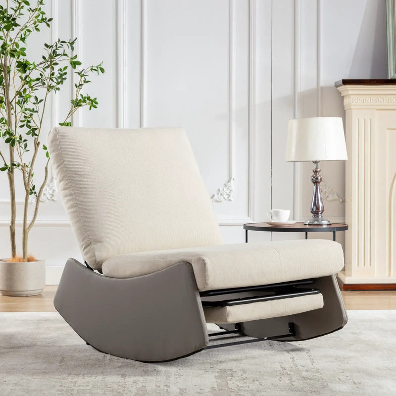 Modern Rocking Chair Recliner, Comfy Rocker Nursery Chair With Footrest, Accent Reading Chair, Upholstered Lounge Chair For Relaxing, Resting, Soft Padded Rocker For Indoor Living Room Bedroom by HouseOfZazla