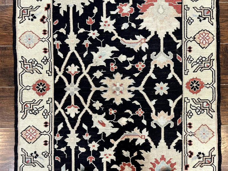 Turkish Flatweave Kilim Rug 3x5, Black, Handmade Vintage Wool Carpet by Jewel Rugs