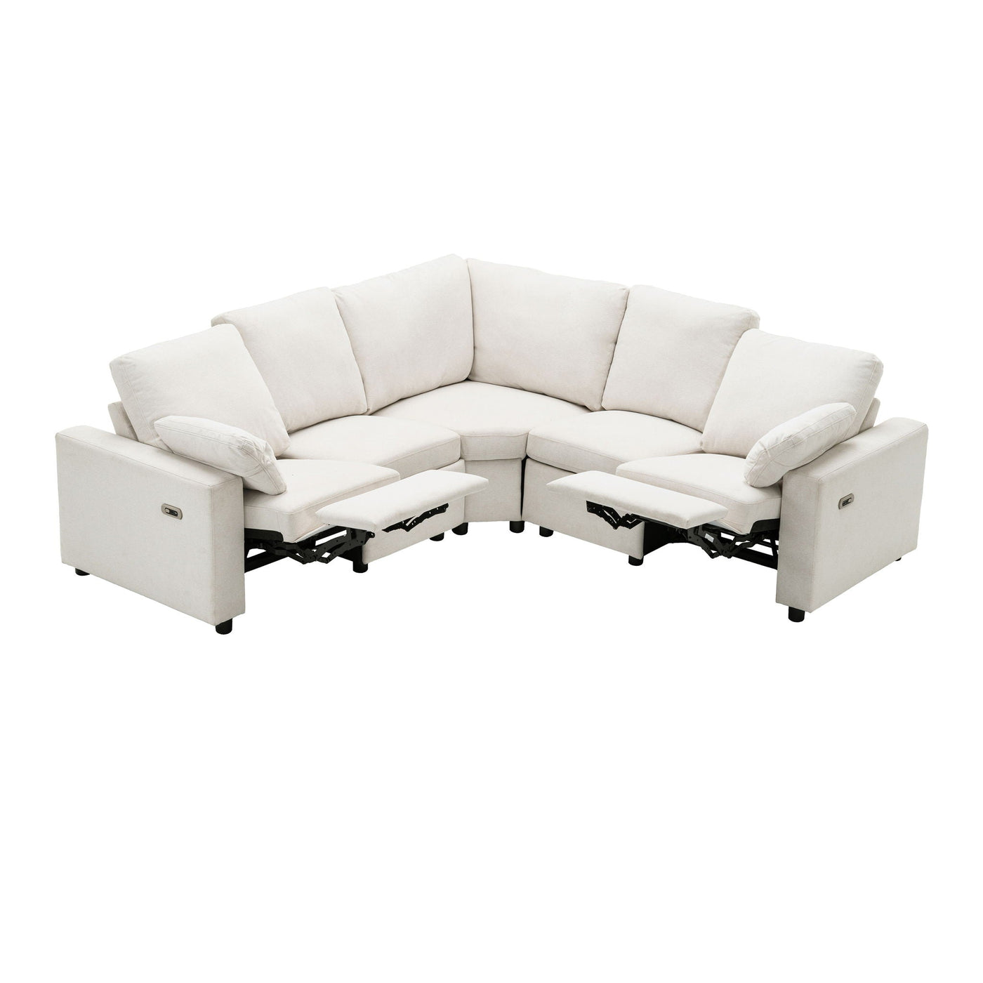Power Recliner Sectional Sofa Home Theater Reclining Sofa With Two USB Ports, Two Storage Drawers For Living Room by HouseOfZazla