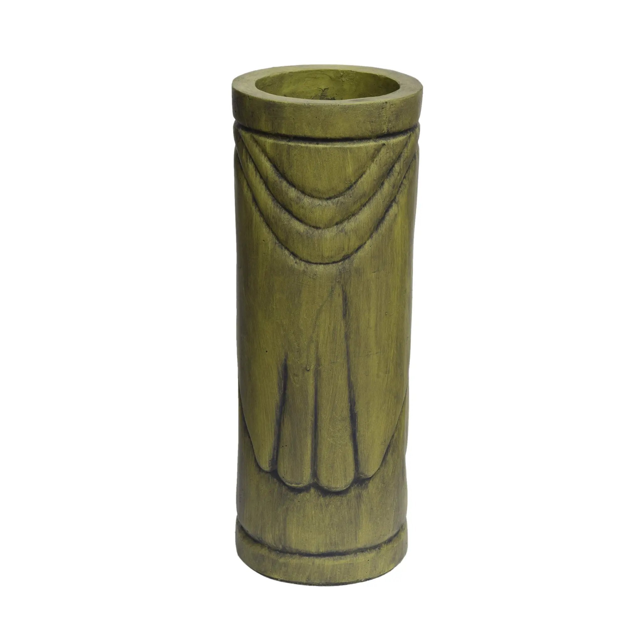 Stone Statue Urn Planter, Decorative Face Plant Pot, Antique Green Finish by HouseOfZazla