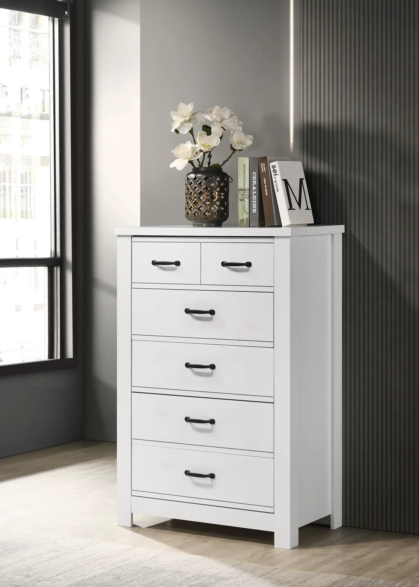 Cassini - 5 Drawer Chest - White by Unique Piece Furniture