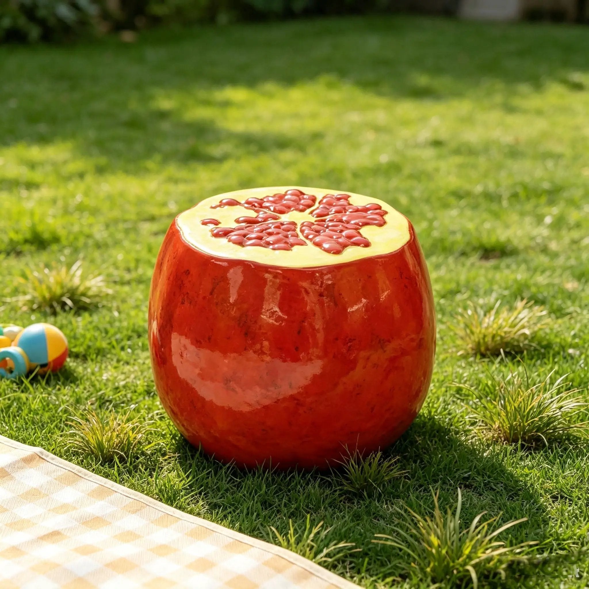 Pomegranate Fruit Stool – 13.4" Oversized Resin Stool by HouseOfZazla