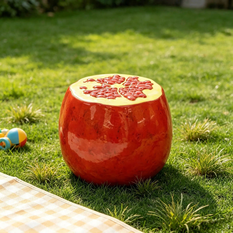 Pomegranate Fruit Stool – 13.4" Oversized Resin Stool by HouseOfZazla