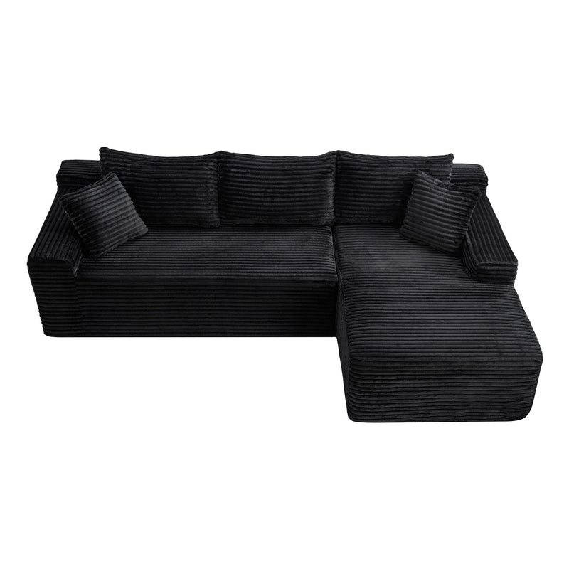 Corduroy Sectional Sofa with L-Shape Chaise - 106.3" Cloud Modular in Charcoal, photo 6 of 10
