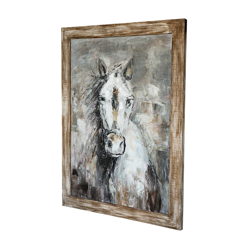 35.4x47.2x1.2" Hand-Painted White Horse Artwork by HouseOfZazla
