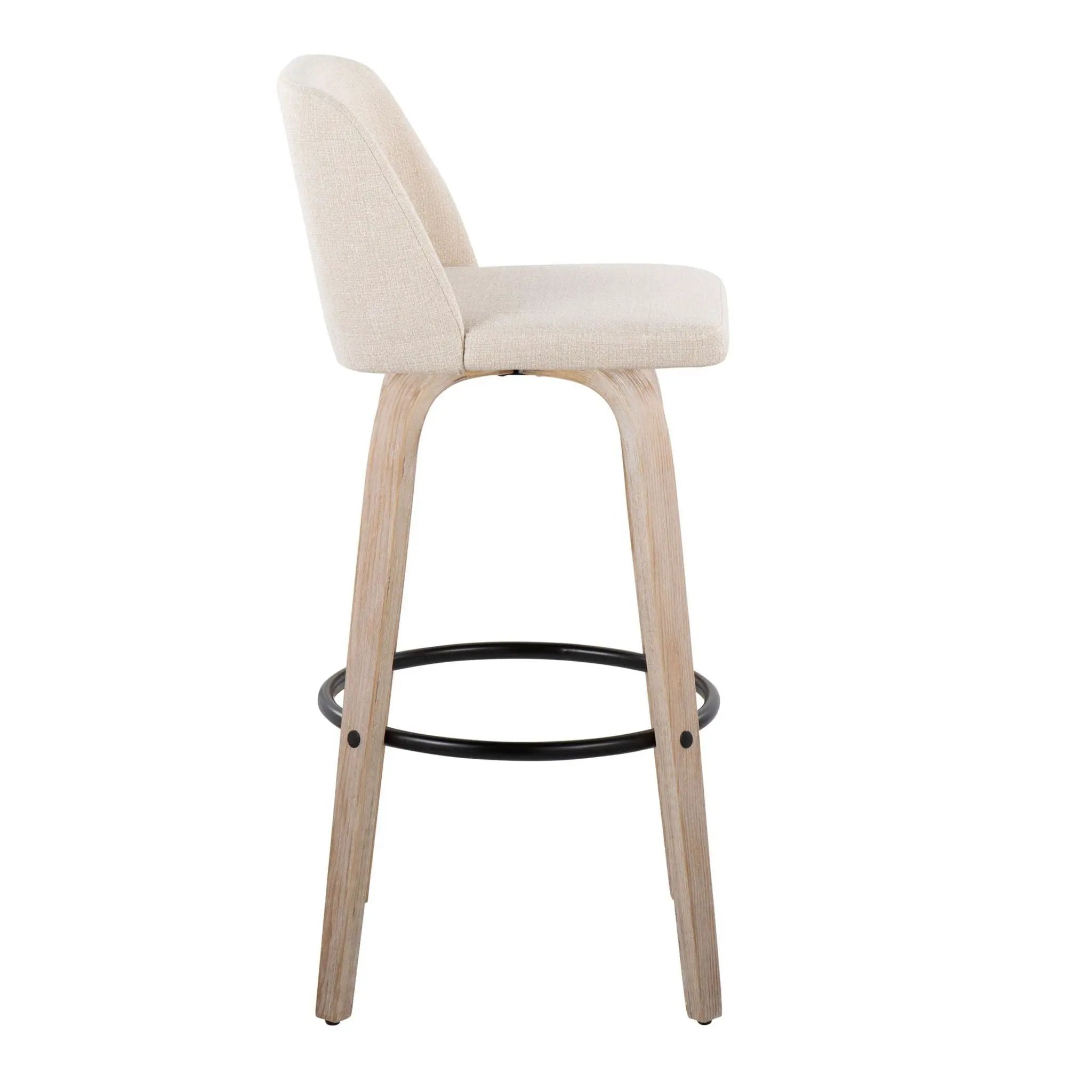 Toriano - Mid-Century Modern Fixed Height BarStool With Round Footrest (Set of 2) by Unique Piece Furniture
