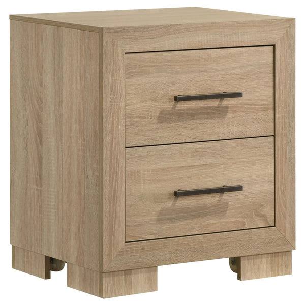Arielle 2-drawer Bedroom Nightstand with Casters Light Oak
