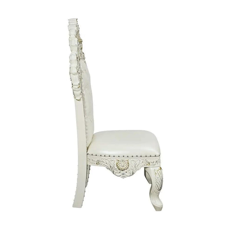 Adara - Side Chair (Set of 2) - Pearl White Synthetic Leather & Antique White by Unique Piece Furniture