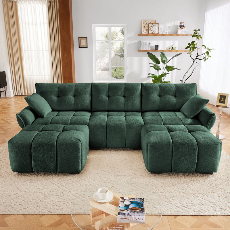Sofa Set With Ottoman And Pillows, Textured, High Resilience Cushions by HouseOfZazla