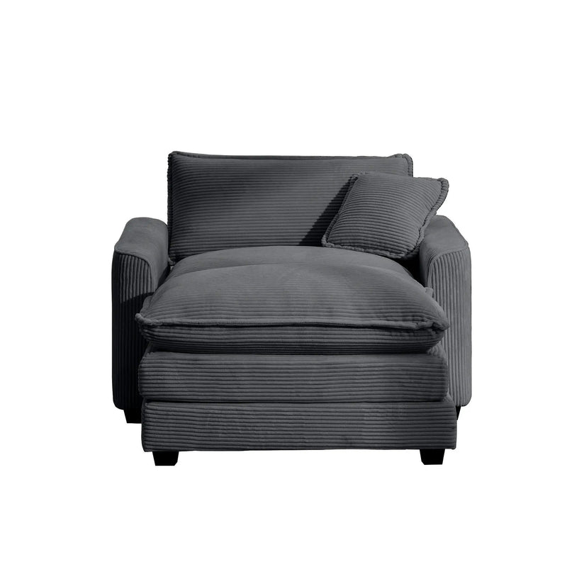 Classic Modern Comfortable Single Chair Deep Seat Sofa With Footstool by HouseOfZazla