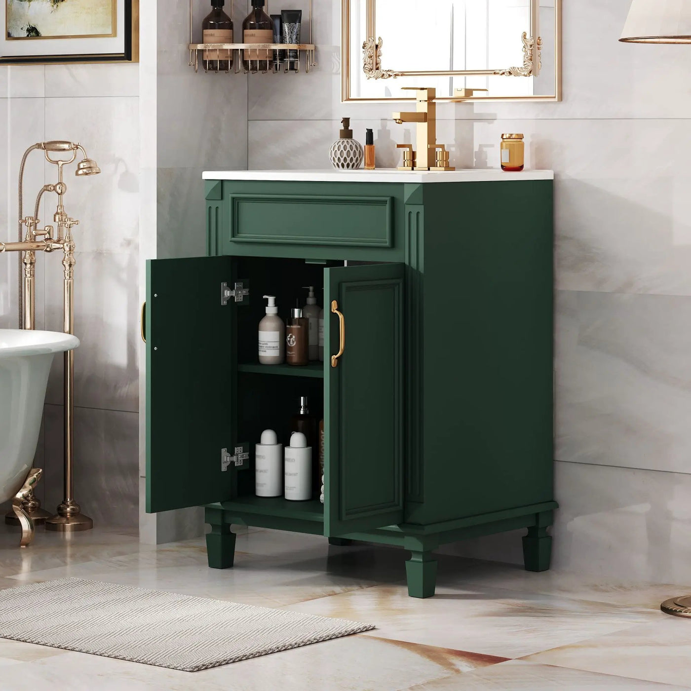 Bathroom Vanity With Top Sink, Cabinet With 2 Soft Closing Doors by Unique Piece Furniture