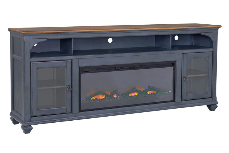 Fireplace TV Stand For TVs Up To 95" - Blue by Unique Piece Furniture