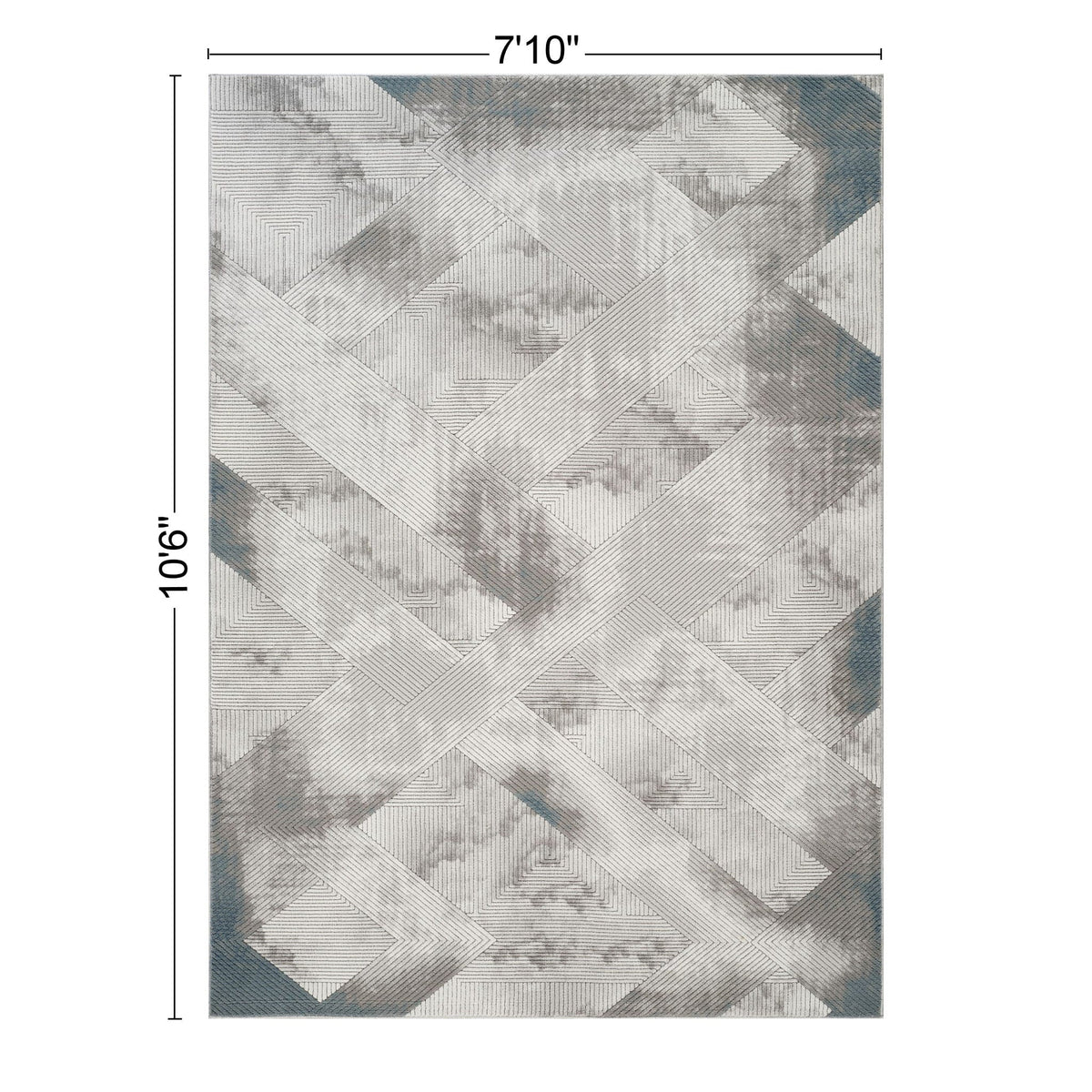 Geometric 3D Effect Area Rug with Durable Polyester - Ivory / Gray, photo 6 of 7