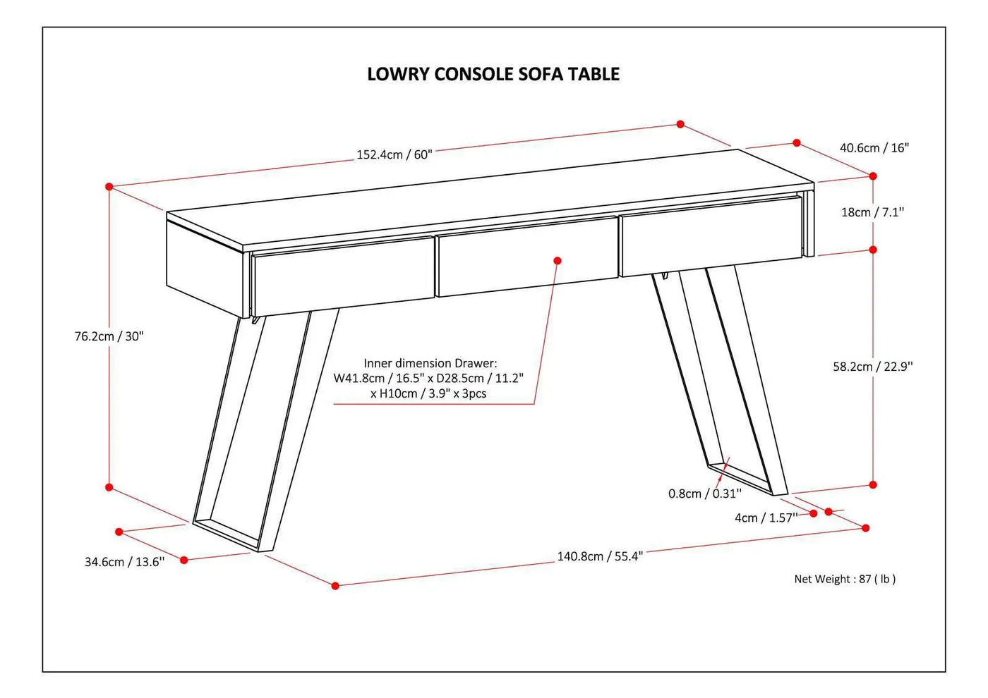 Lowry - Handcrafted Console Sofa Table by HouseOfZazla