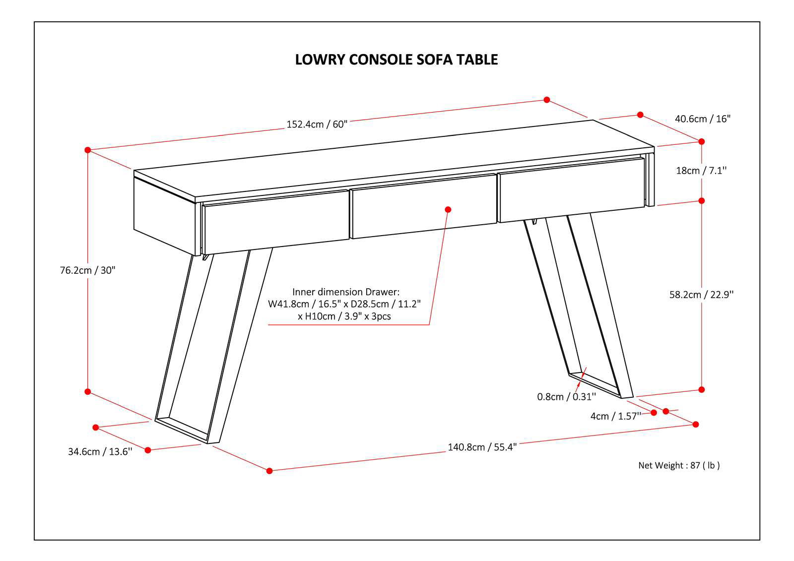 Lowry - Handcrafted Console Sofa Table by HouseOfZazla
